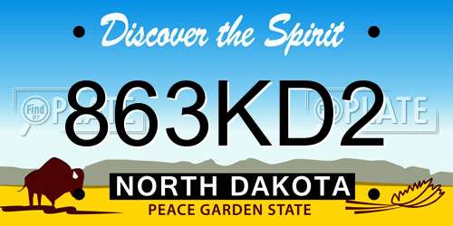 863KD2 North Dakota License Plate