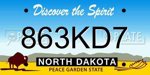 863KD7 North Dakota License Plate