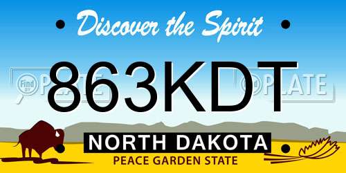 863KDT North Dakota License Plate
