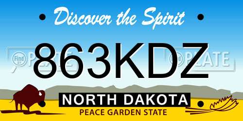 863KDZ North Dakota License Plate