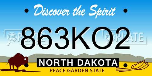 863KO2 North Dakota License Plate