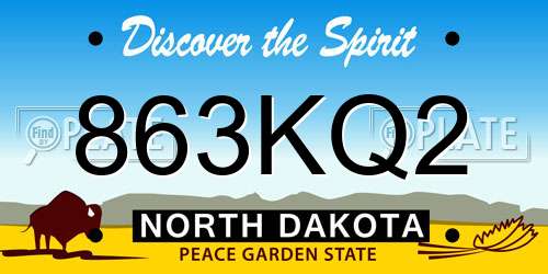 863KQ2 North Dakota License Plate