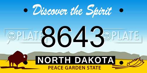 8643 North Dakota License Plate