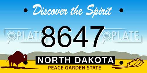 8647 North Dakota License Plate