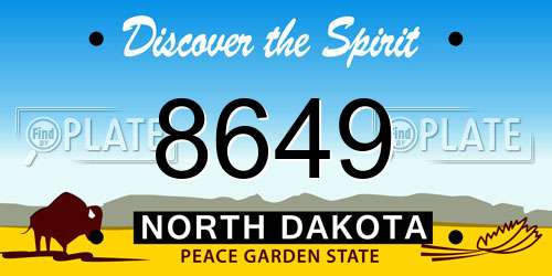 8649 North Dakota License Plate