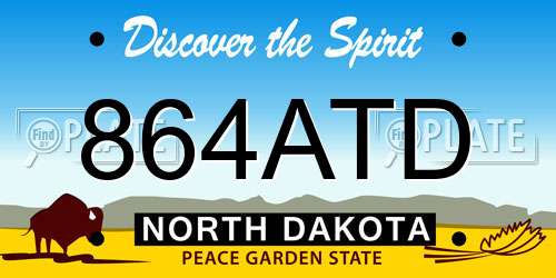 864ATD North Dakota License Plate