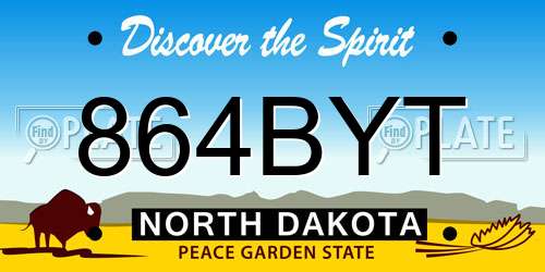 864BYT North Dakota License Plate