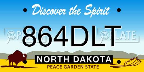 864DLT North Dakota License Plate