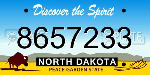 8657233 North Dakota License Plate