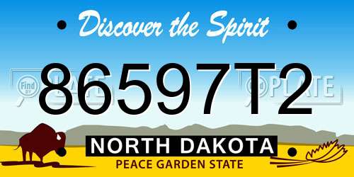 86597T2 North Dakota License Plate