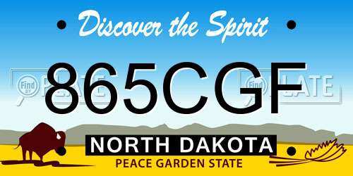 865CGF North Dakota License Plate