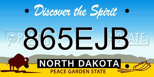 865EJB North Dakota License Plate