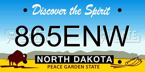 865ENW North Dakota License Plate