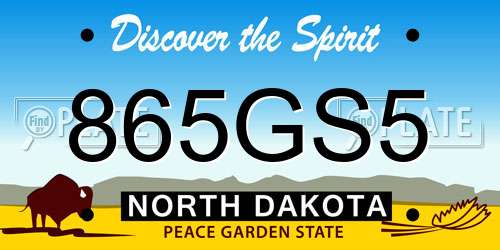 865GS5 North Dakota License Plate