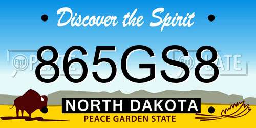 865GS8 North Dakota License Plate