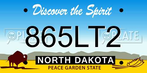 865LT2 North Dakota License Plate