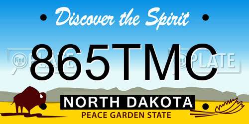 865TMC North Dakota License Plate