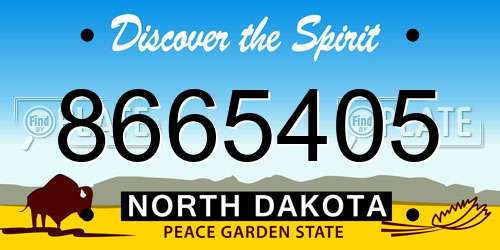 8665405 North Dakota License Plate