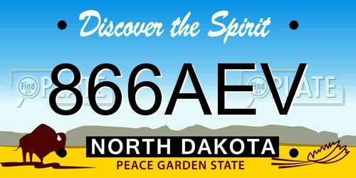 866AEV North Dakota License Plate
