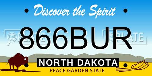866BUR North Dakota License Plate