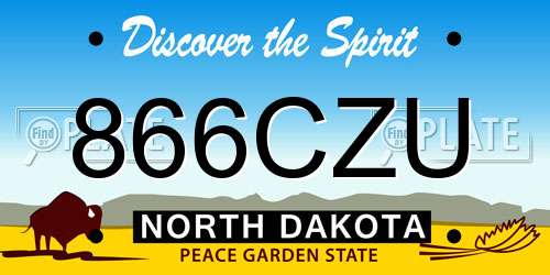 866CZU North Dakota License Plate