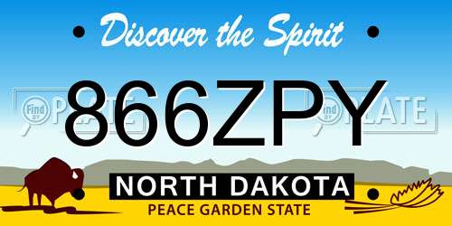 866ZPY North Dakota License Plate
