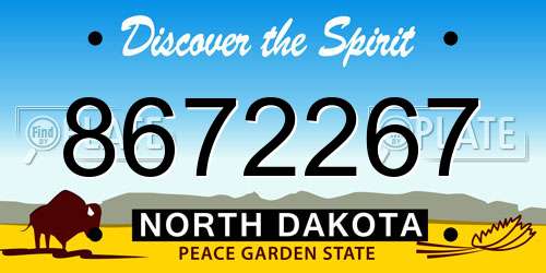 8672267 North Dakota License Plate