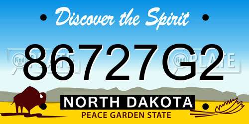 86727G2 North Dakota License Plate
