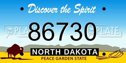 86730 North Dakota License Plate