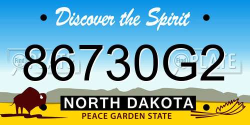 86730G2 North Dakota License Plate