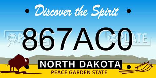 867AC0 North Dakota License Plate