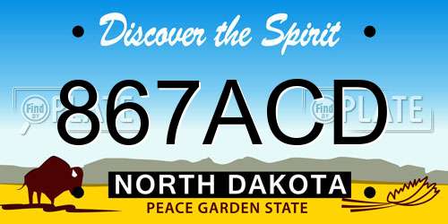 867ACD North Dakota License Plate