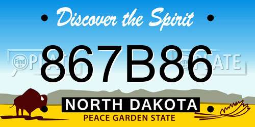 867B86 North Dakota License Plate