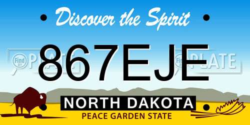 867EJE North Dakota License Plate