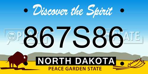 867S86 North Dakota License Plate