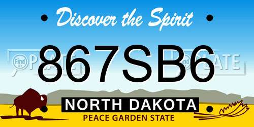 867SB6 North Dakota License Plate