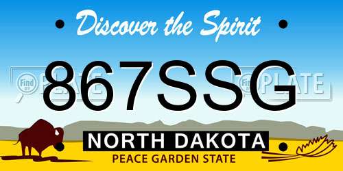 867SSG North Dakota License Plate
