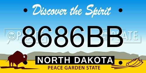 8686BB North Dakota License Plate