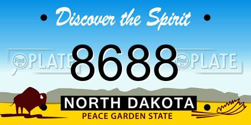 8688 North Dakota License Plate