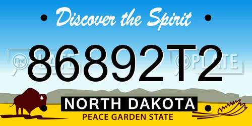 86892T2 North Dakota License Plate