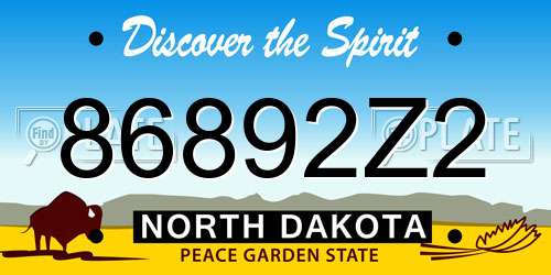86892Z2 North Dakota License Plate