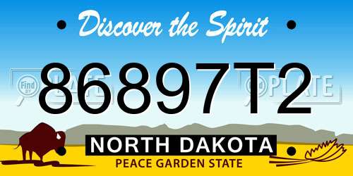 86897T2 North Dakota License Plate