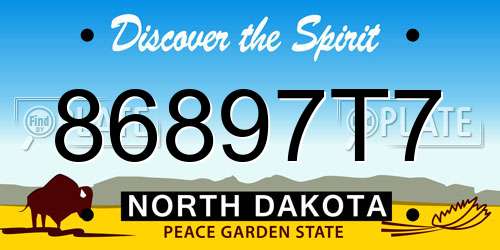86897T7 North Dakota License Plate