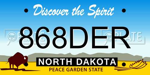 868DER North Dakota License Plate