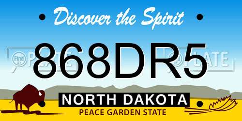 868DR5 North Dakota License Plate