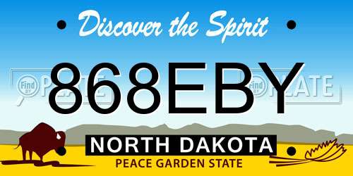 868EBY North Dakota License Plate