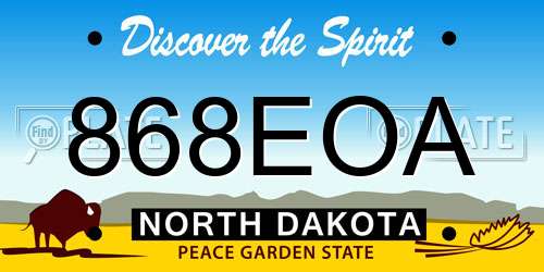 868EOA North Dakota License Plate