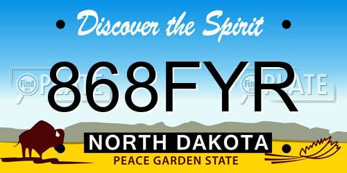 868FYR North Dakota License Plate