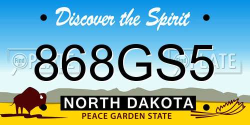 868GS5 North Dakota License Plate