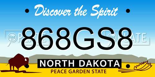 868GS8 North Dakota License Plate